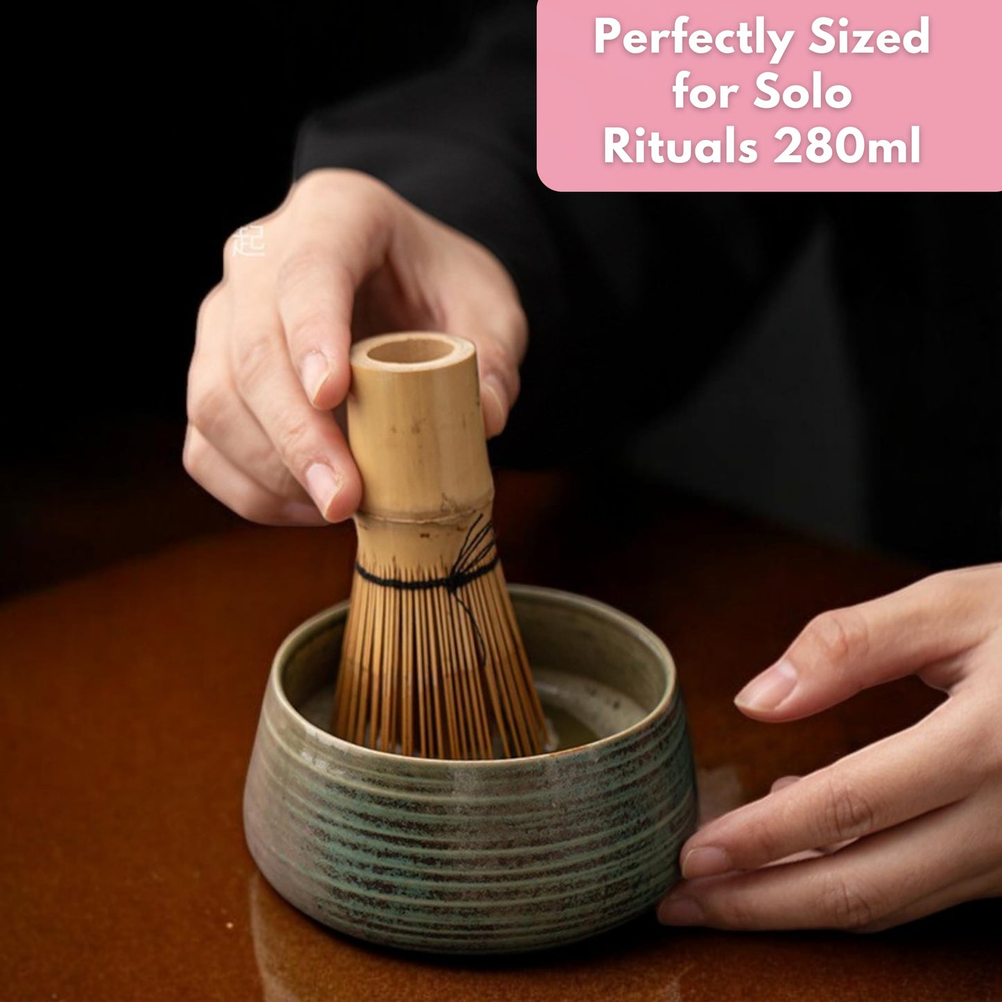 Atellya Matcha Whisk Set, Matcha Set, Matcha Scoop, Matcha Whisk Stand (Chasen Holder),Matcha Bowl, Matcha Kit for Ceremony, Matcha Tea Set for Making Breakfast Matcha Latte - Green 280ml