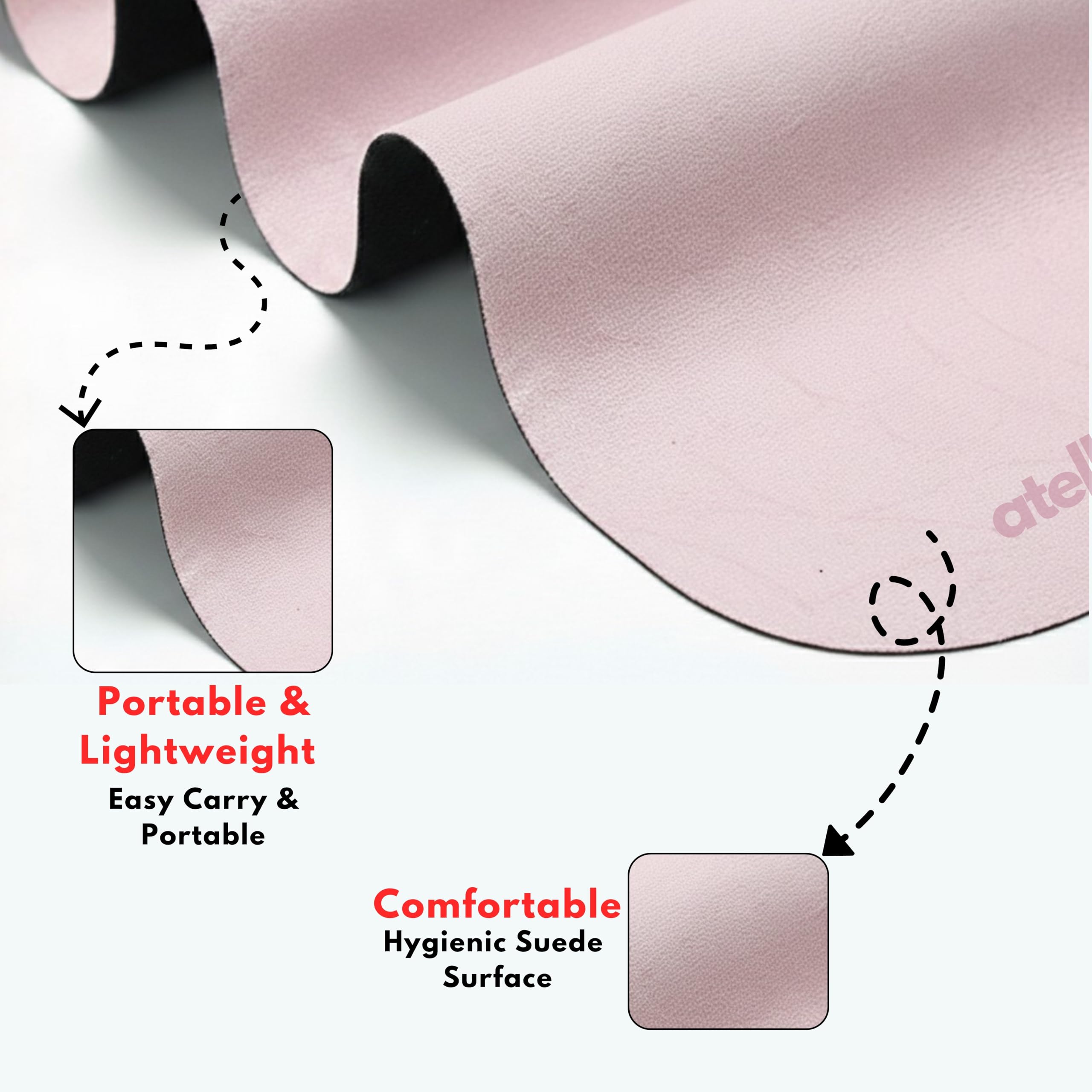 Atellya Pilates Reformer Mat,  Yoga Mat Set with Grip Socks & Mesh Bag – Lightweight Non Slip Design - Sydney Pink