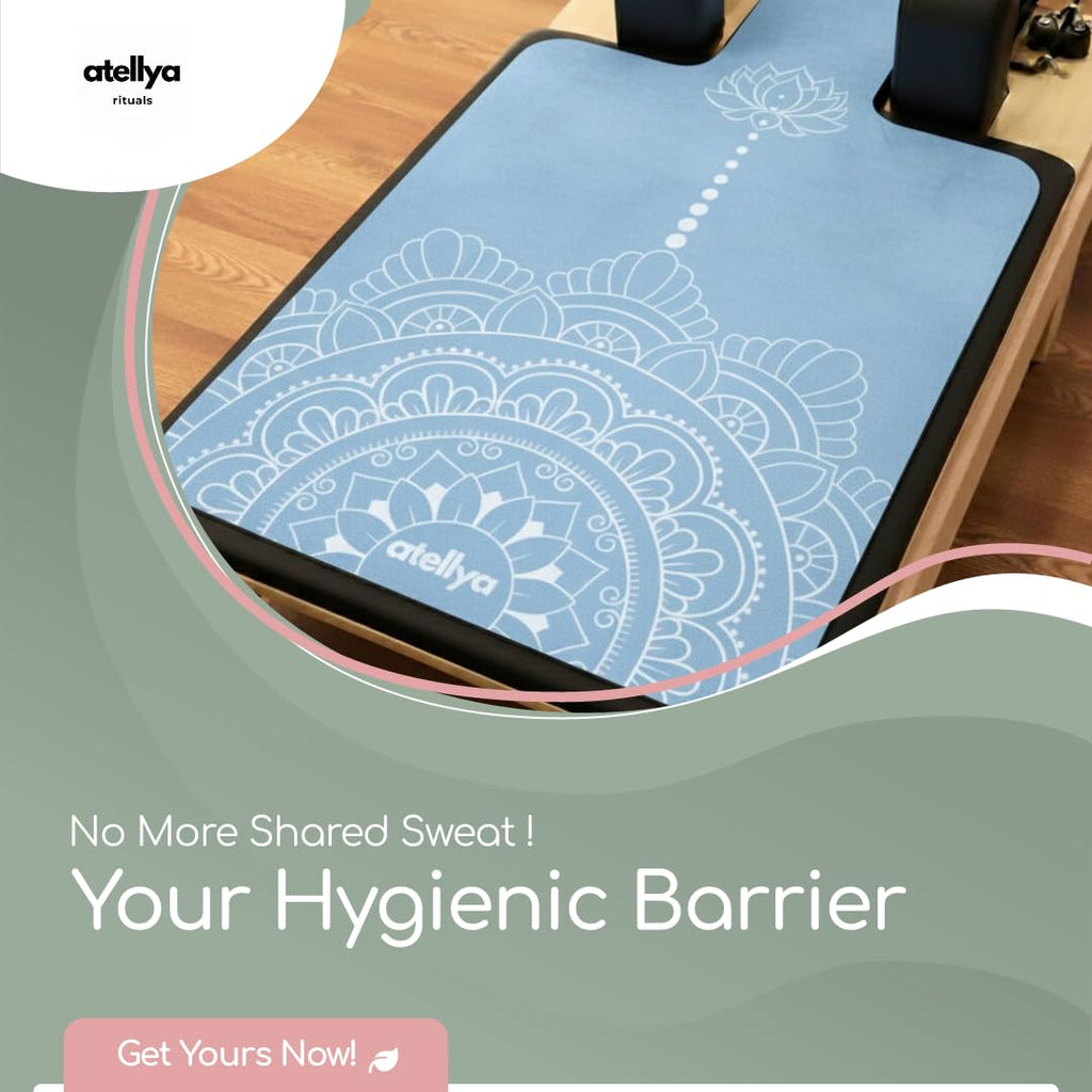 Atellya Pilates Reformer Mat,  Yoga Mat Set with Grip Socks & Mesh Bag – Lightweight Non Slip Design - Sydney Pink