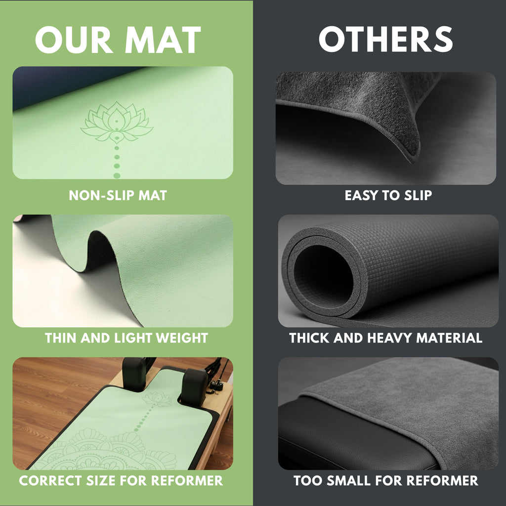 Atellya Boston Green Pilates Reformer Mat Set – Non-Slip Pilates Mat + Grip Socks with Carry Bag Atellya