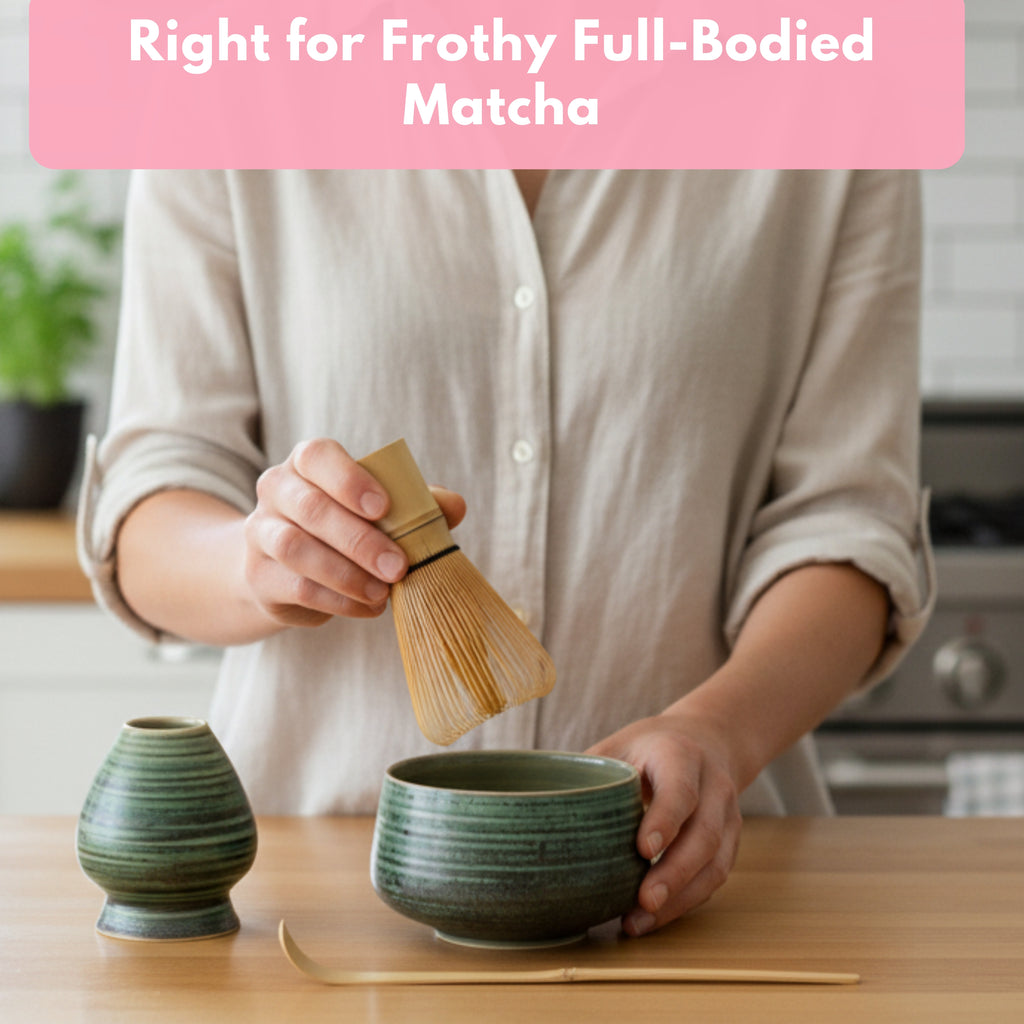 Atellya Matcha Whisk Set, Matcha Set, Scoop, Matcha Whisk Stand ,Matcha Bowl, Matcha Kit for Ceremony, Set for Matcha Latte  - Adelaide Green 280ml