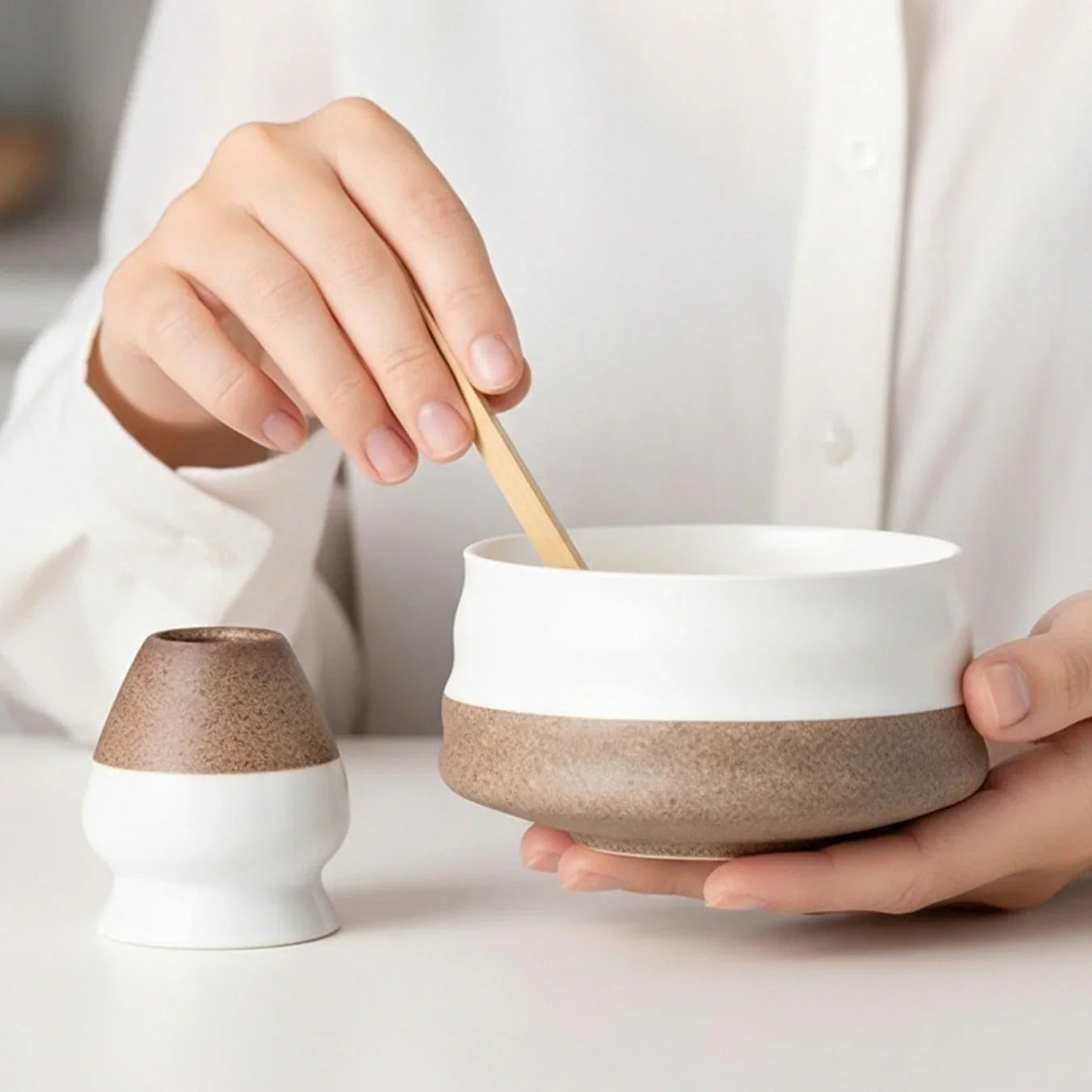 Atellya White Melbourne Matcha Set – Bowl, Whisk, Scoop & Stand Set 280ml Atellya