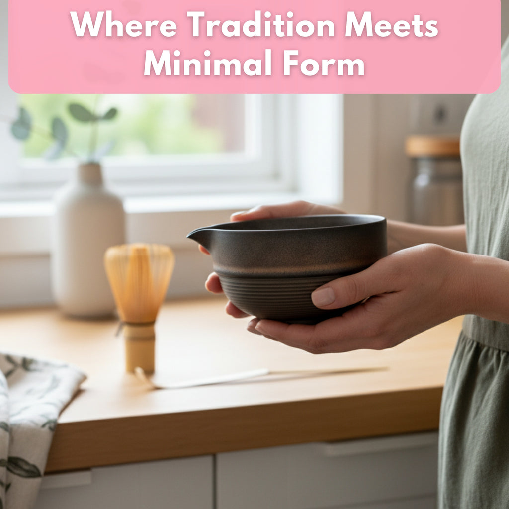 Atellya Matcha Whisk Set, Matcha Set, Scoop, Matcha Whisk Stand ,Matcha Bowl, Matcha Kit for Ceremony, Set for Matcha Latte  - Perth Copper Brown