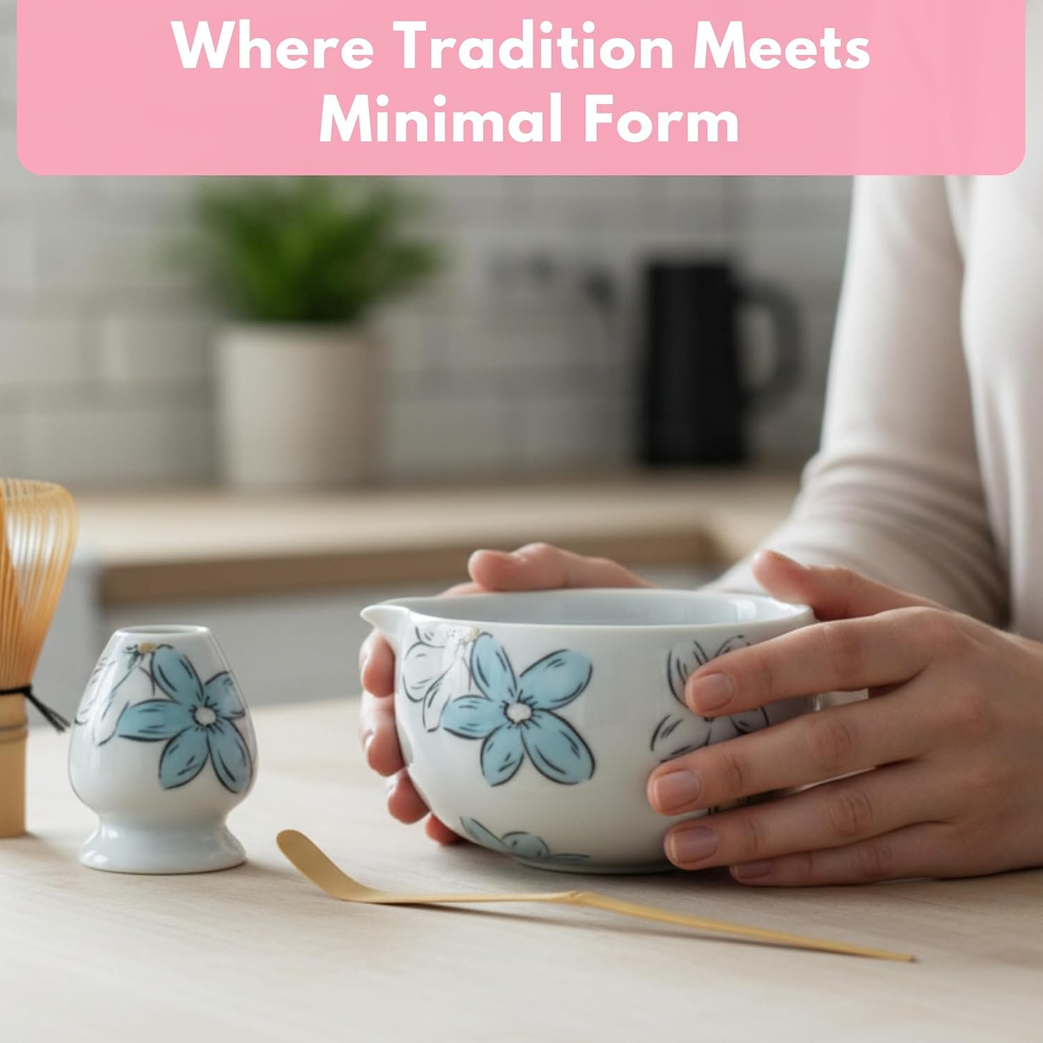 Atellya Flower Brisbane Matcha Set – Bowl, Whisk, Scoop & Stand Set - Image 7