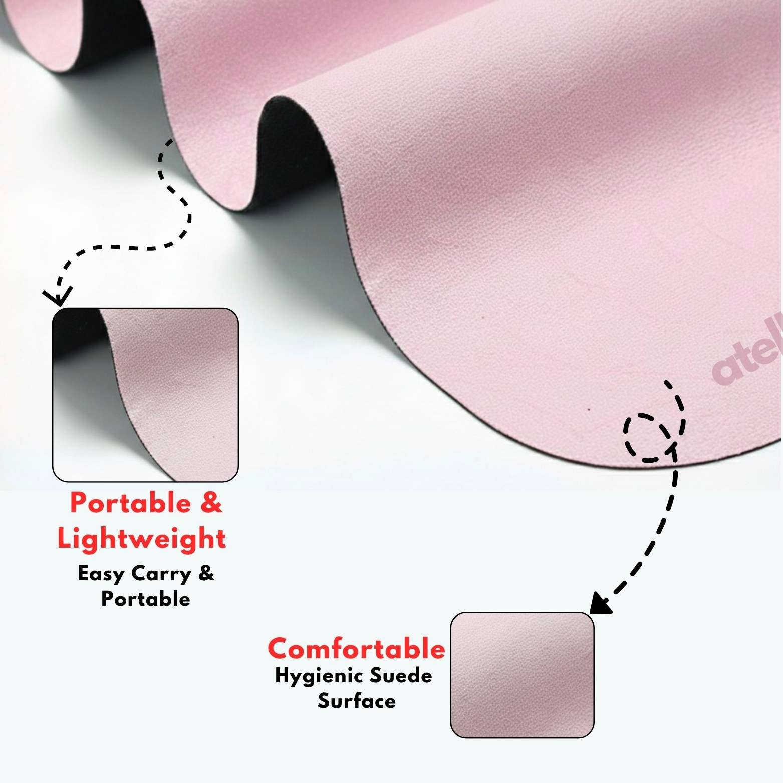 Atellya Pilates Reformer Mat Set – Pink | Non-Slip, Ultra-Light & Hygienic Cover - Image 2