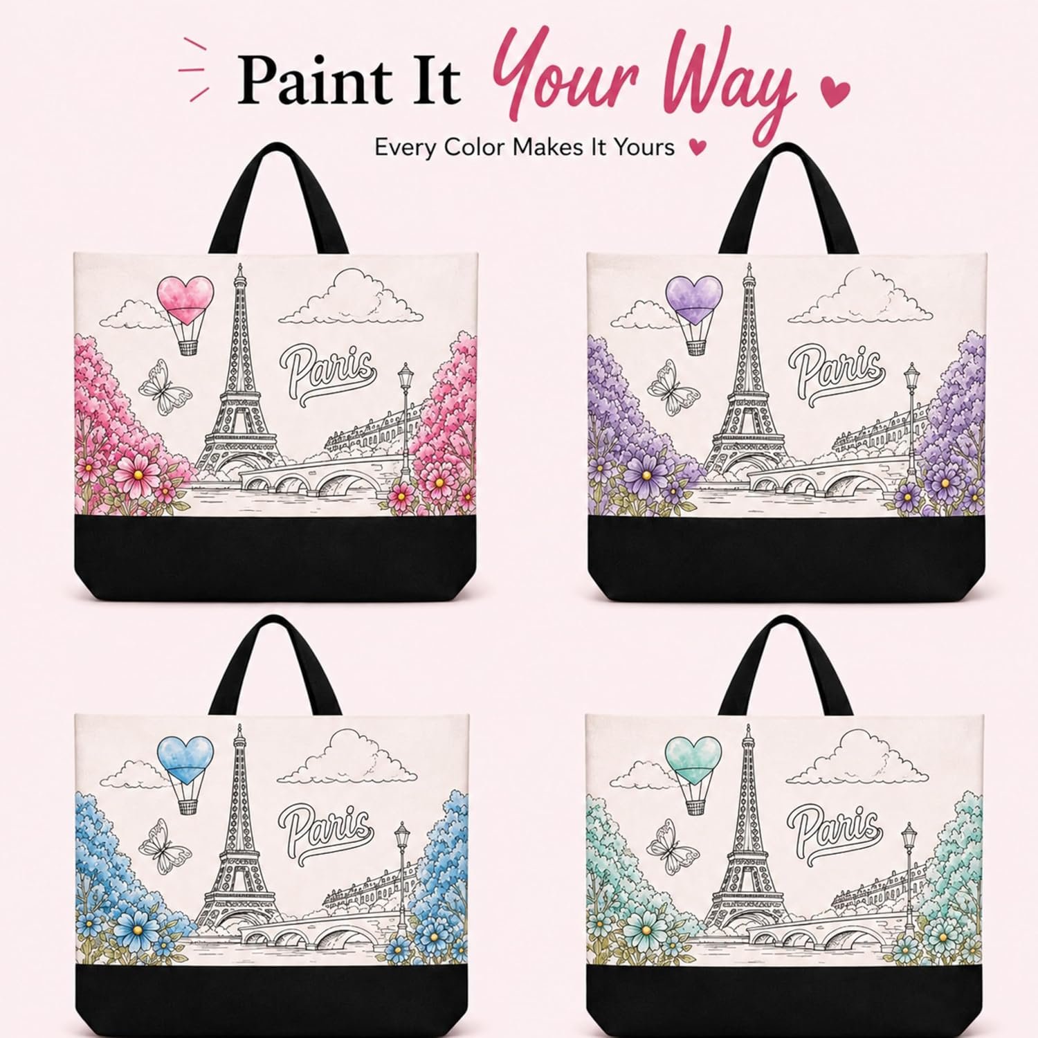 Atellya - Paint Your Own Tote Bag Kit – 10 Pre-Drawn Canvas Tote Bags for Adults & Parties - Image 7