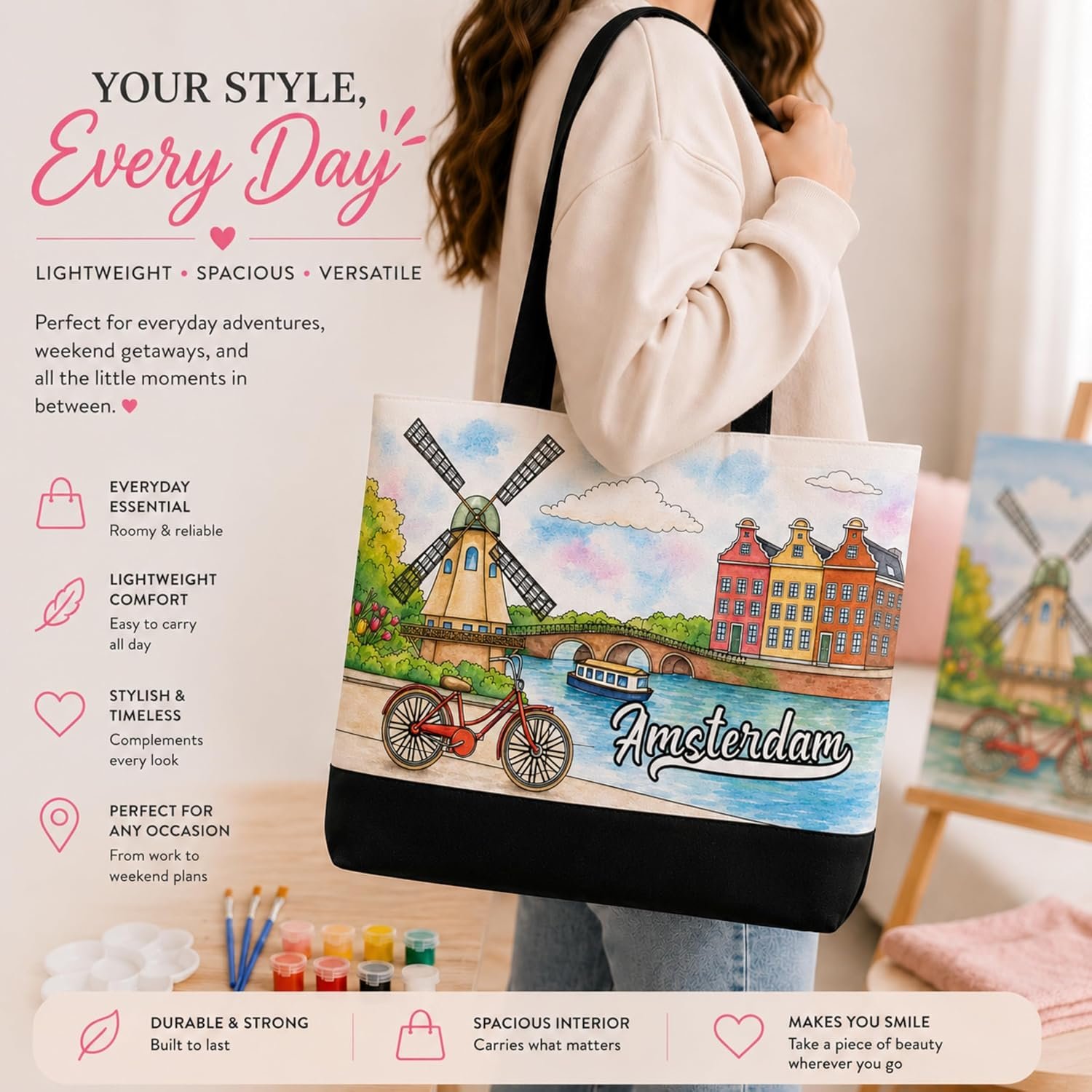 Atellya - Paint Your Own Tote Bag Kit – 10 Pre-Drawn Canvas Tote Bags for Adults & Parties - Image 8
