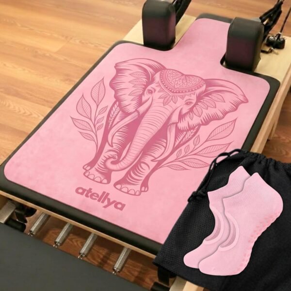 Atellya Pilates Reformer Mat  3-in-1 Set – Lucky Elephant | Non-Slip, Ultra-Light & Hygienic Cover
