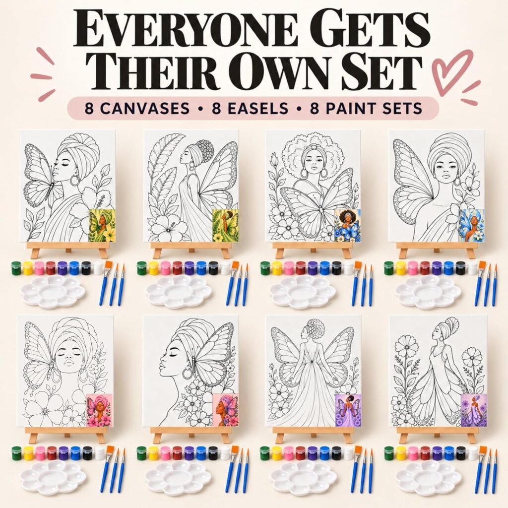 Atellya 8 person paint and sip kit for adults