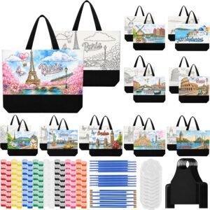 Atellya - Paint Your Own Tote Bag Kit – 10 Pre-Drawn Canvas Tote Bags for Adults & Parties